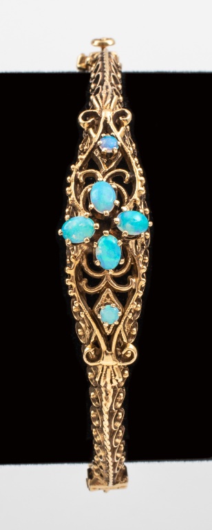 14K GOLD FILIGREE OPAL BRACELET 2bc82b