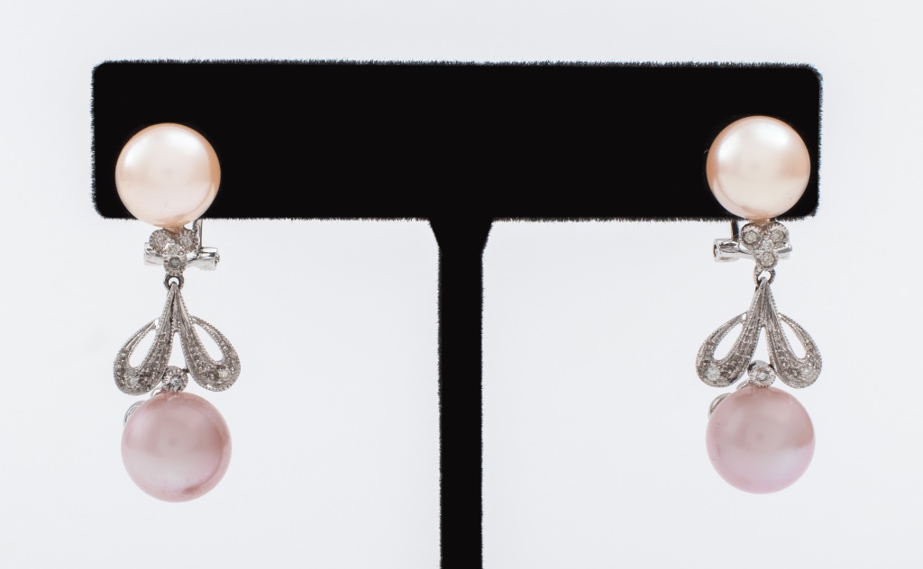 14K WHITE GOLD PINK CREAM PEARL 2bc886