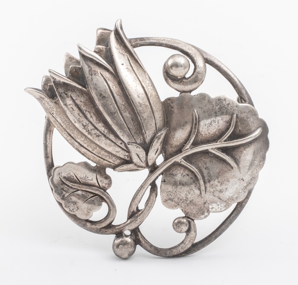 GEORG JENSEN STYLE STERLING TULIP BROOCH