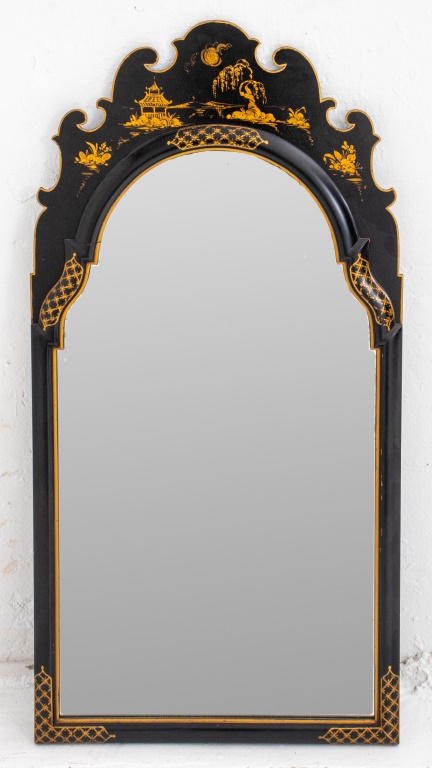 CHINOISERIE BLACK LACQUERED MIRROR