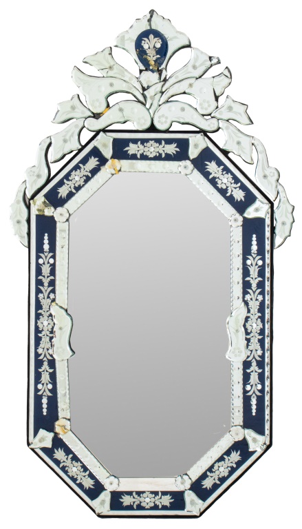 VENETIAN GLASS BLUE WHITE MIRROR 2bc9c9