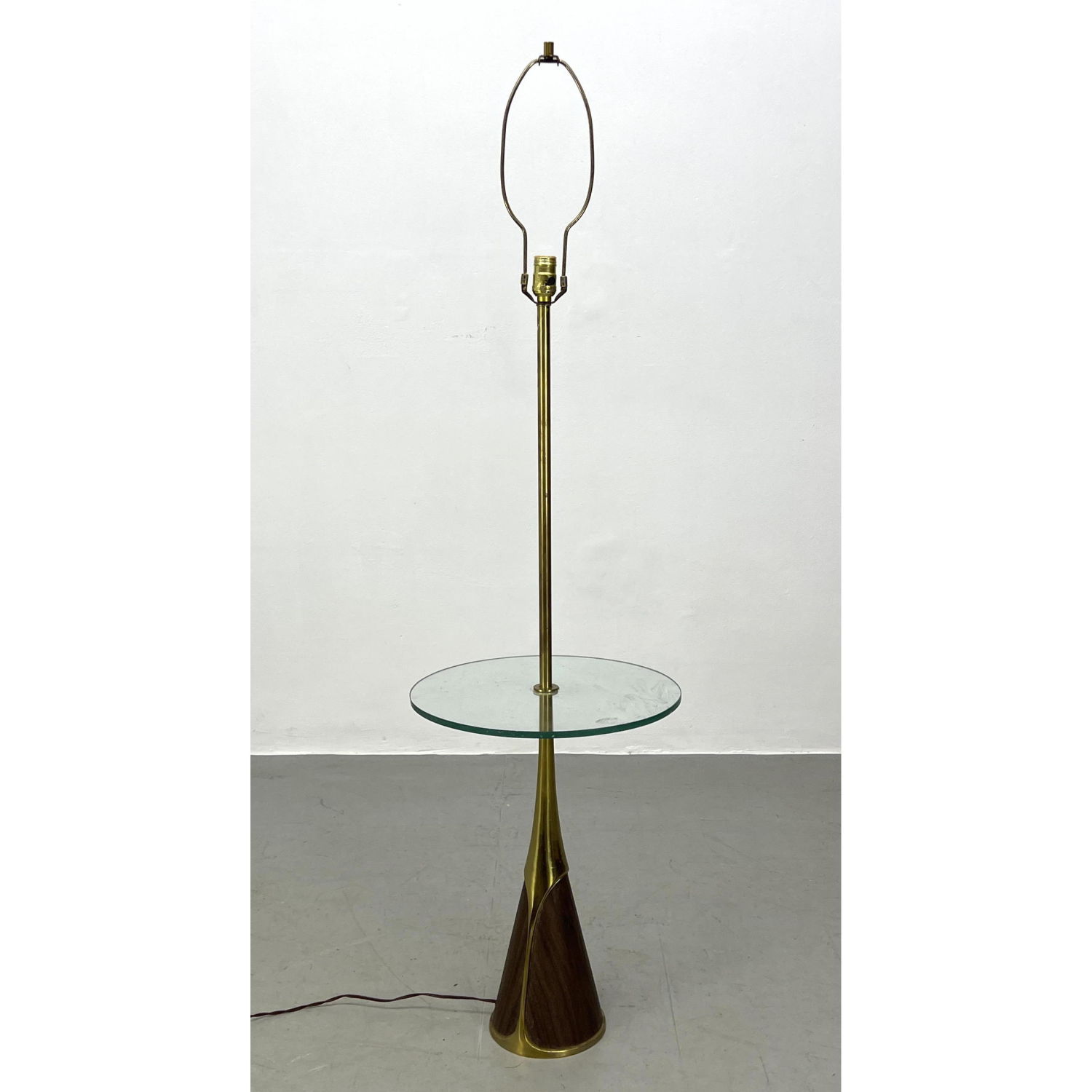 Laurel Lamp. Brass tone with wood