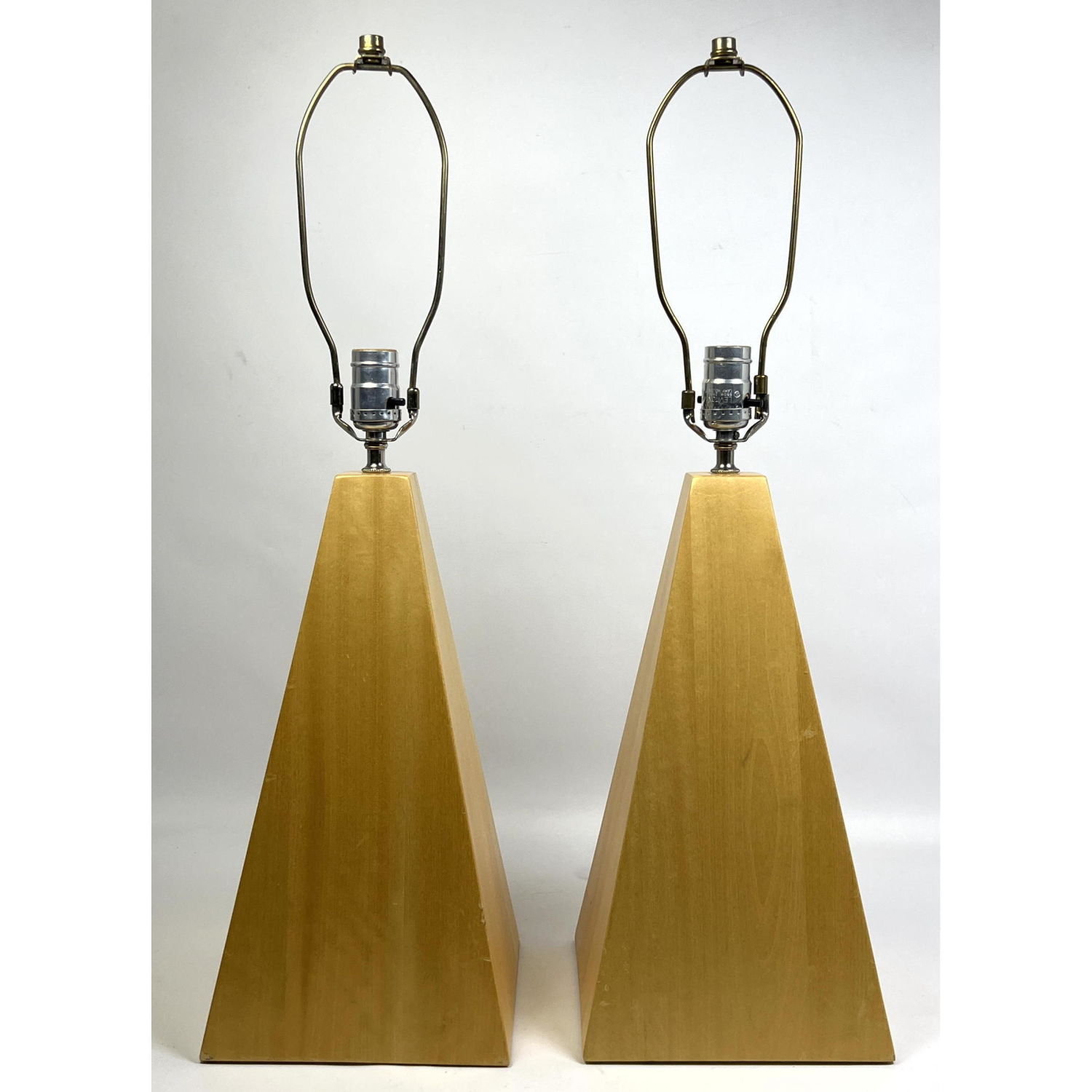 Pair Obelisk Style Wood Lamps Dimensions  2ba49d