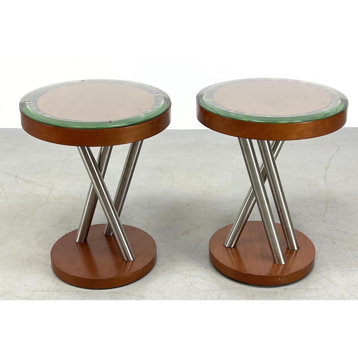 Pair banded Top Side Table with