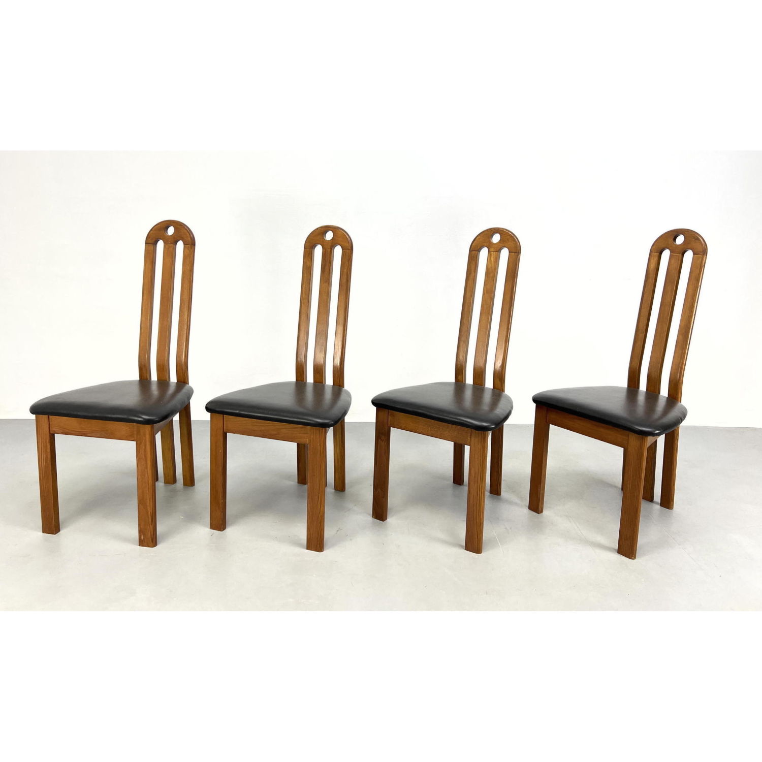 Set 4 Teak Modern Tall Back Dining