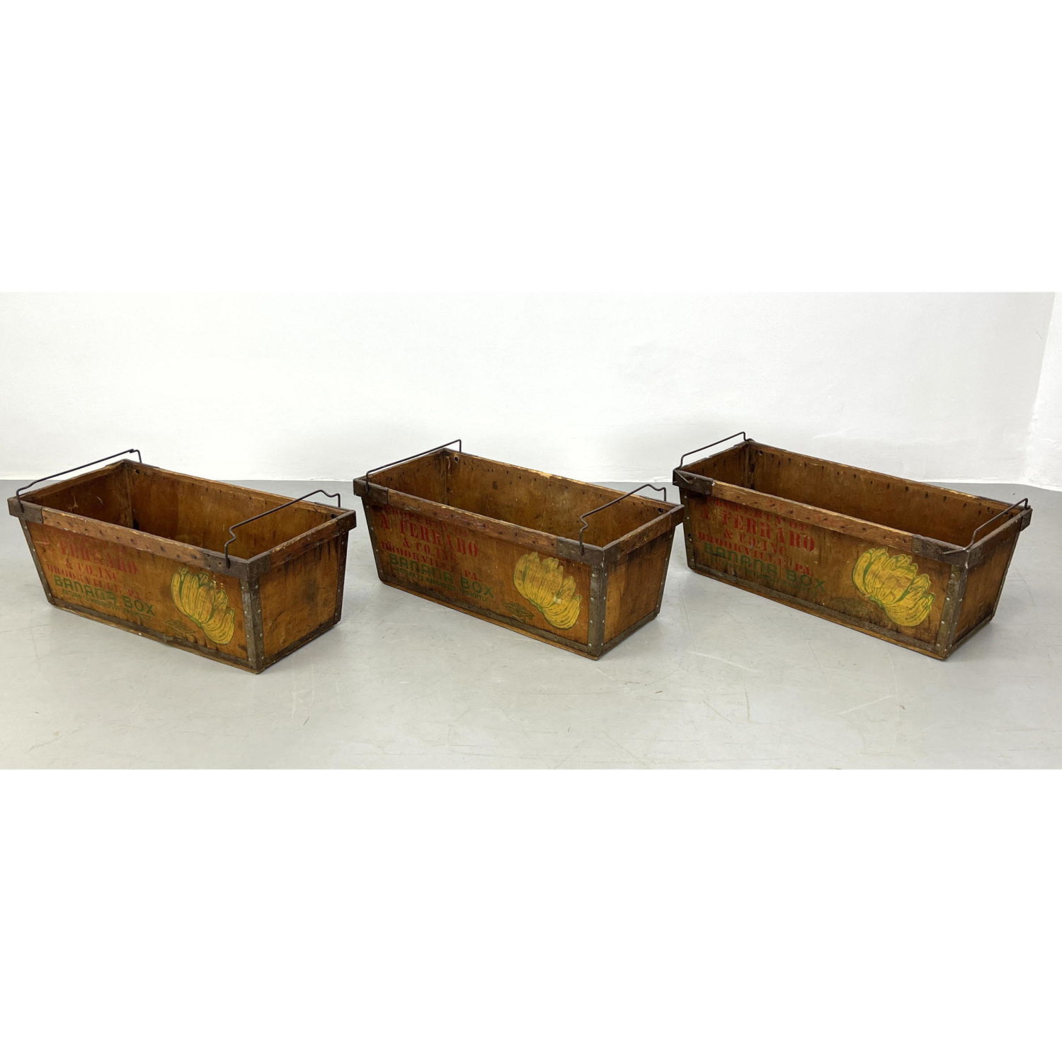 3pc Vintage Banana crates A FERRARO