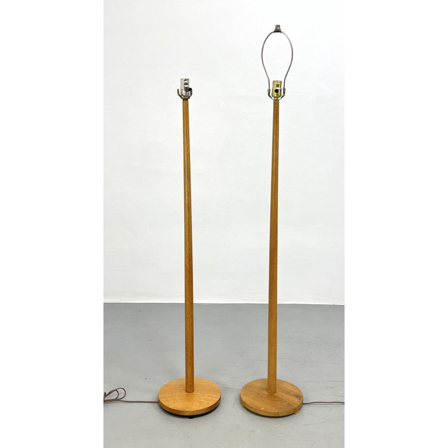Pair teak lamps, marked "Made in