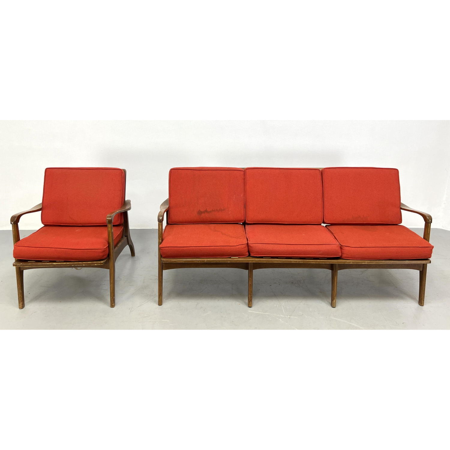 2pc Modernist Sofa and Lounge Chair.