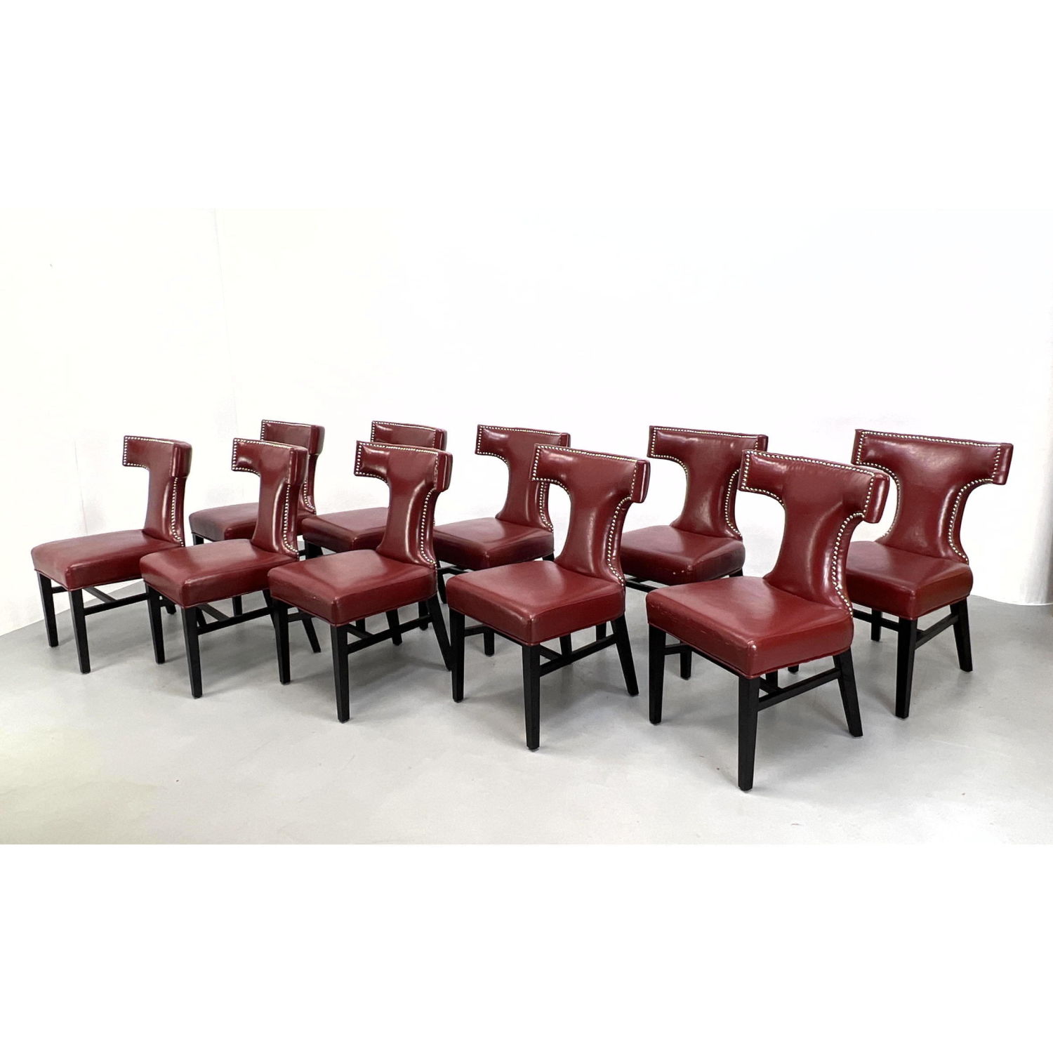 Set of 10 Wine Vinyl Upholstered 2ba5a2