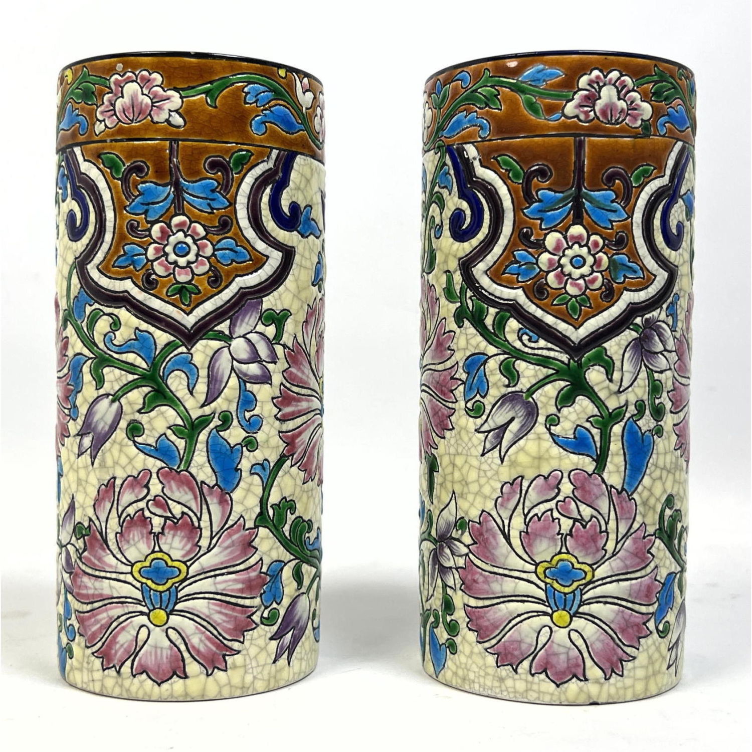 Pair of Longwy Vases Pottery to 2ba605