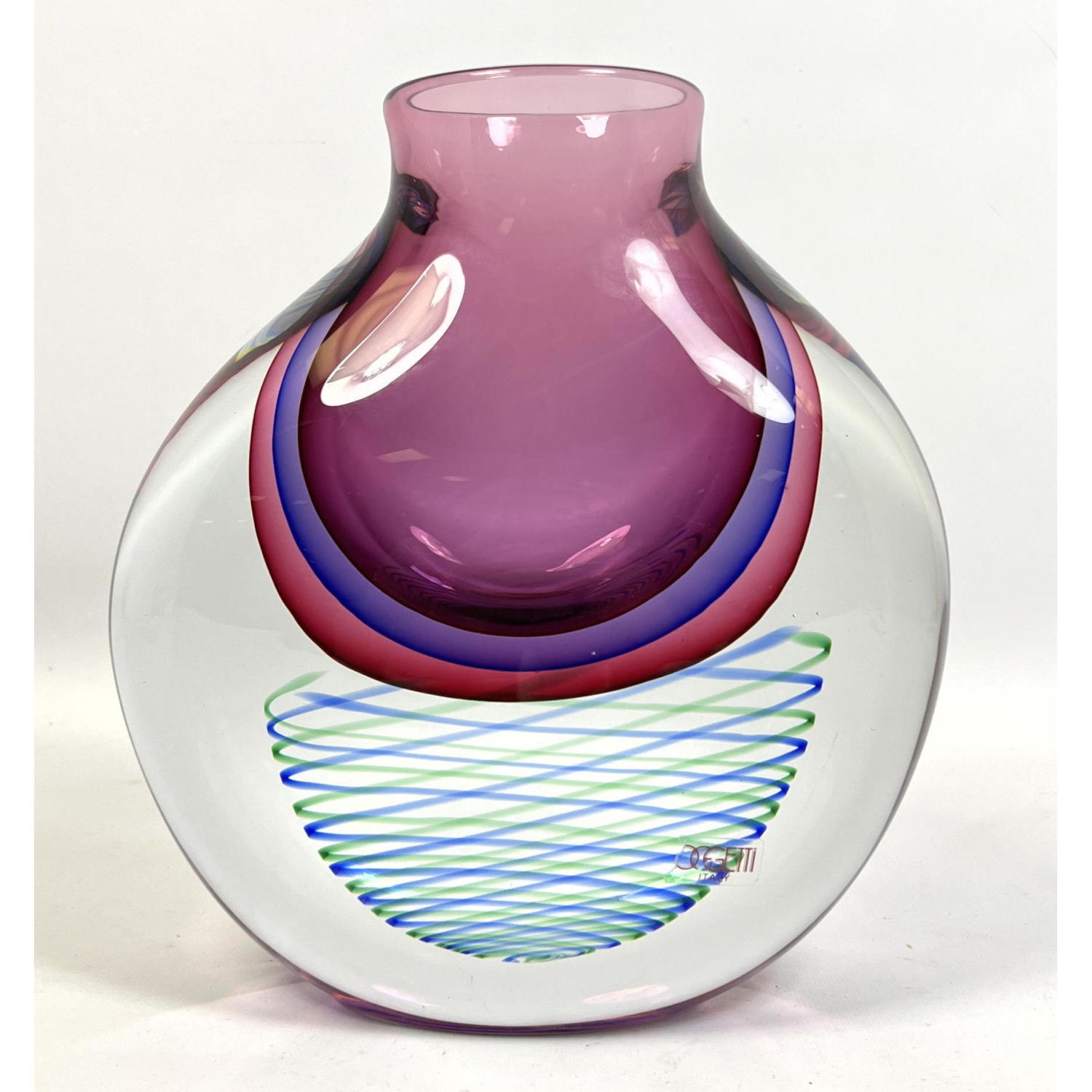 Heavy Oggetti Italy Art Glass Vase.