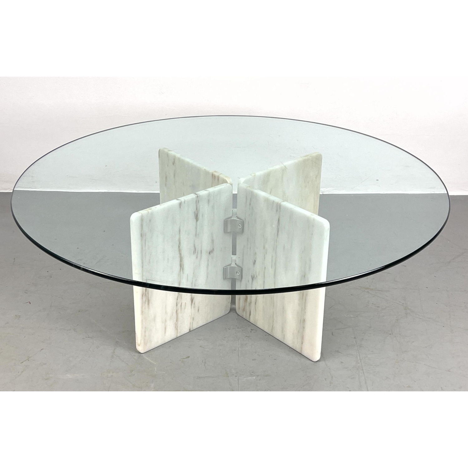 White Marble Base Glass Top Cocktail