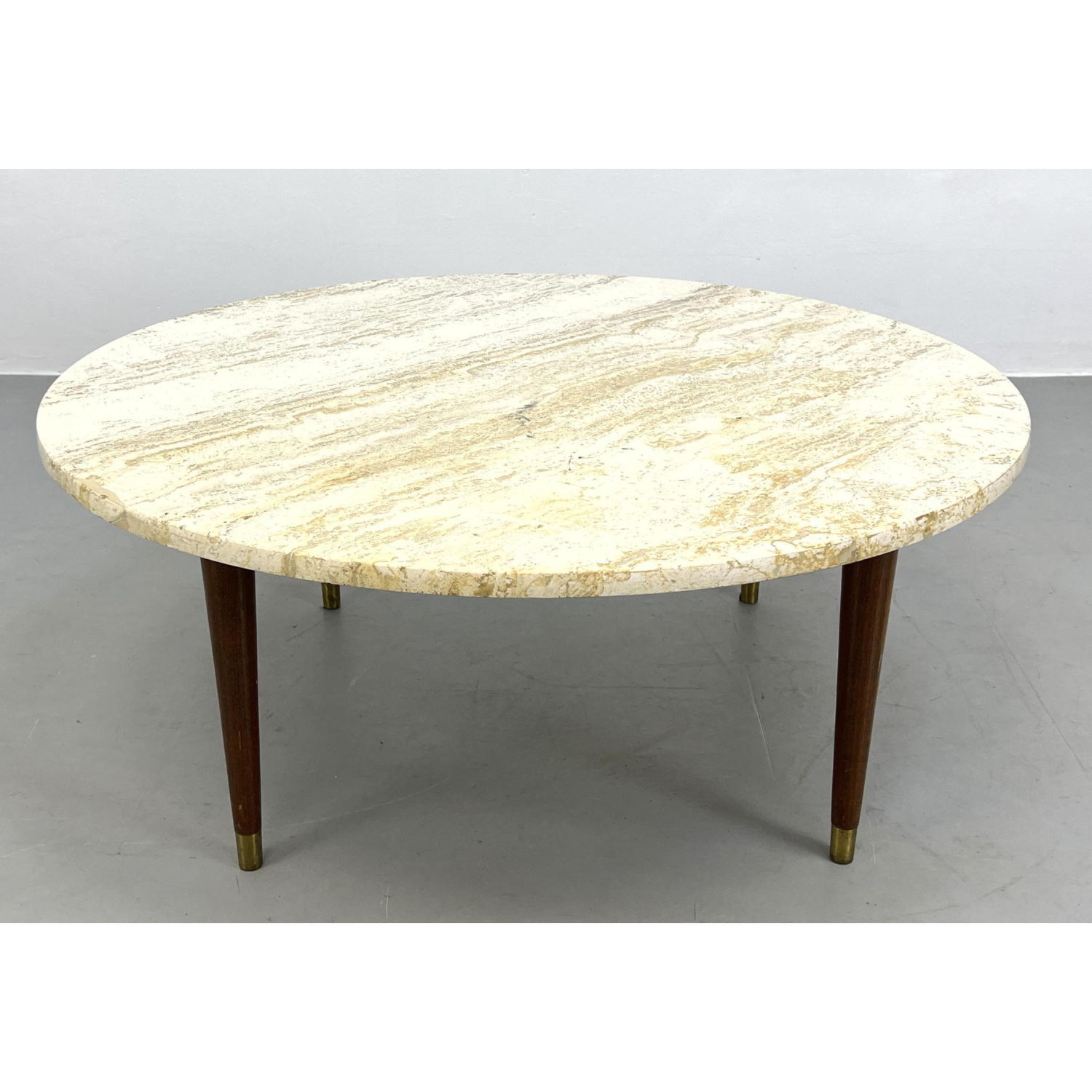 Travertine Top Coffee Table. Wood