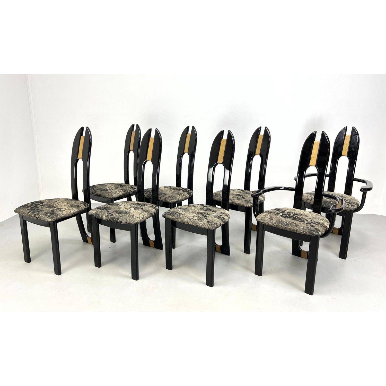 Set 8 Decorator Black Lacquer Dining 2ba67c