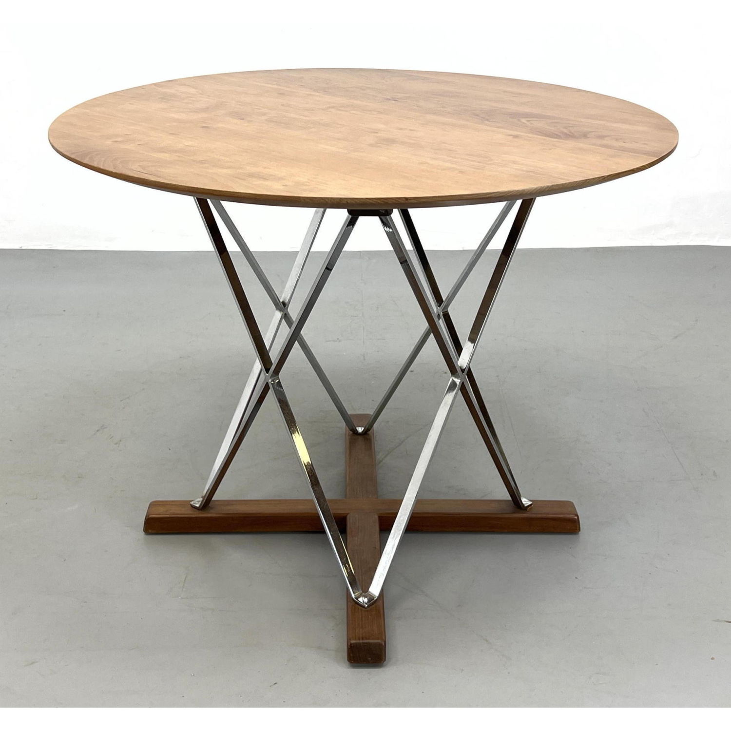 Cherry Wood Top Chrome X Base Table  2ba682