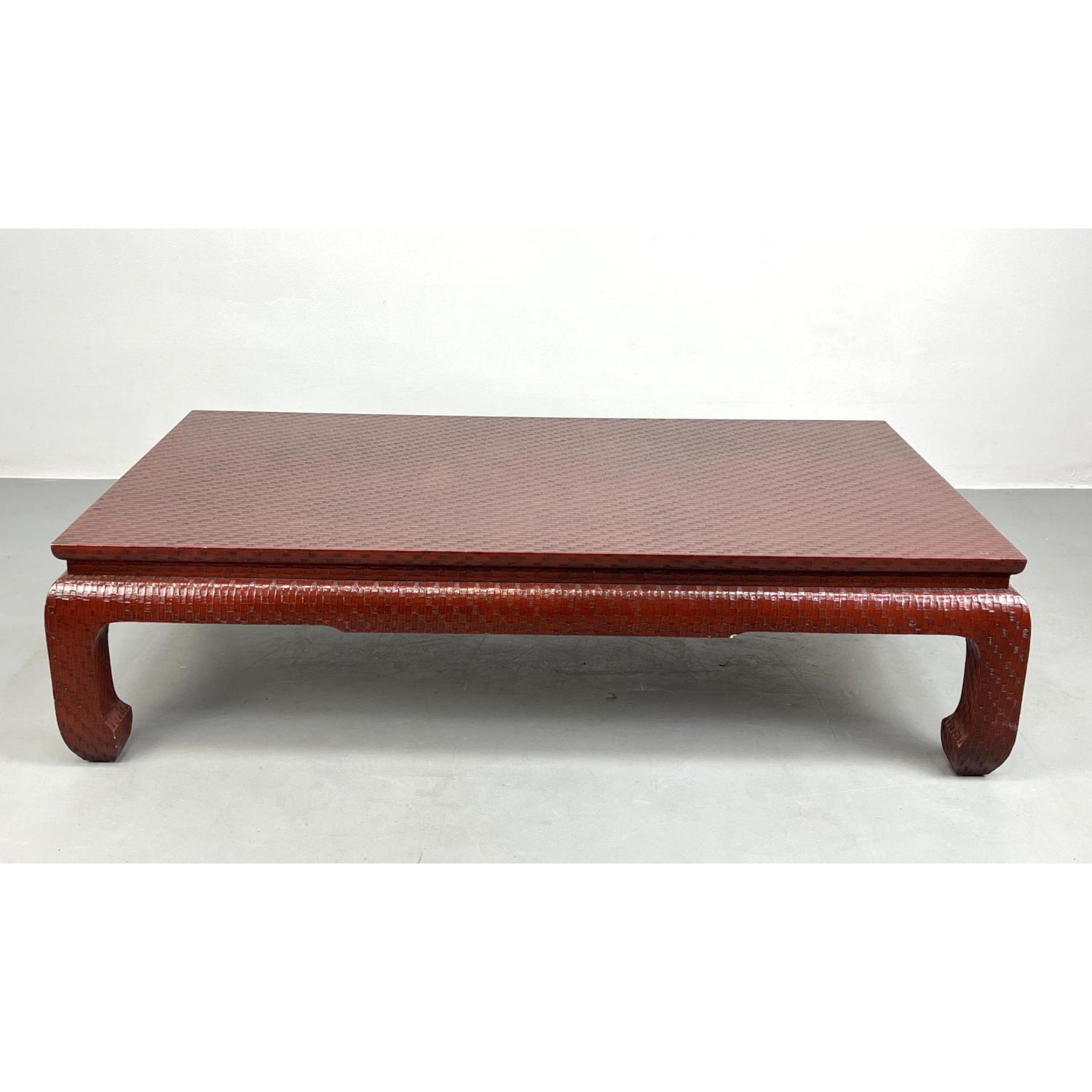 Baker Red Lacquer Asian Style Woven