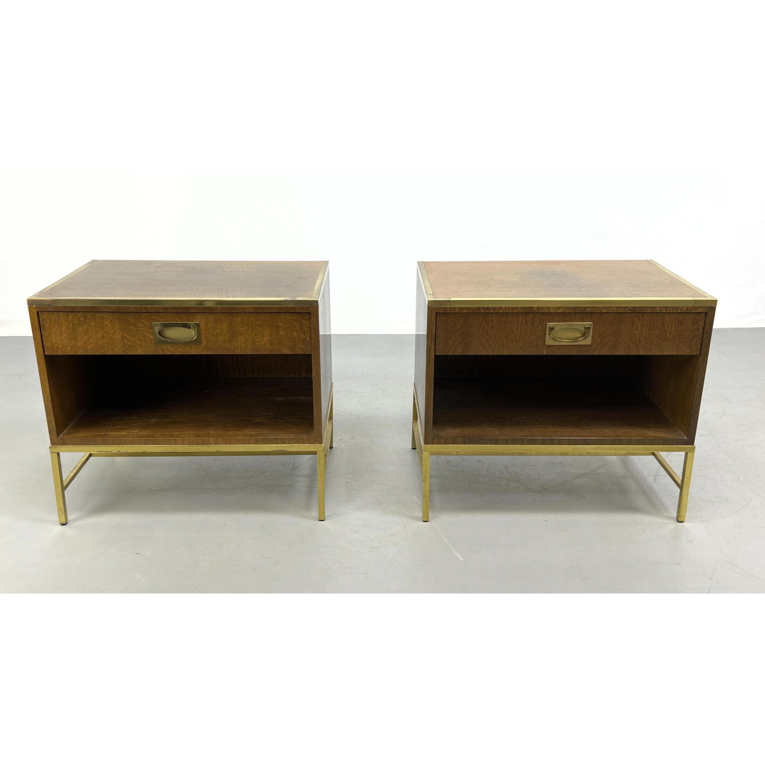 Pair Baker Brass Leg Side End Tables