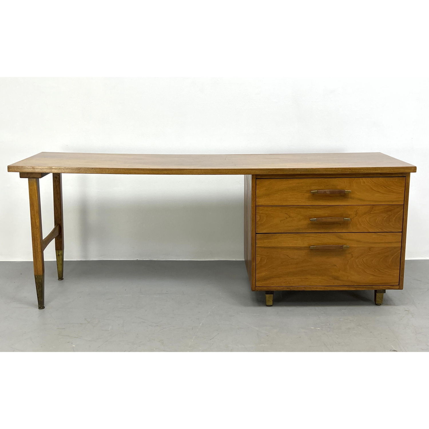 American Modern Walnut Desk. Three