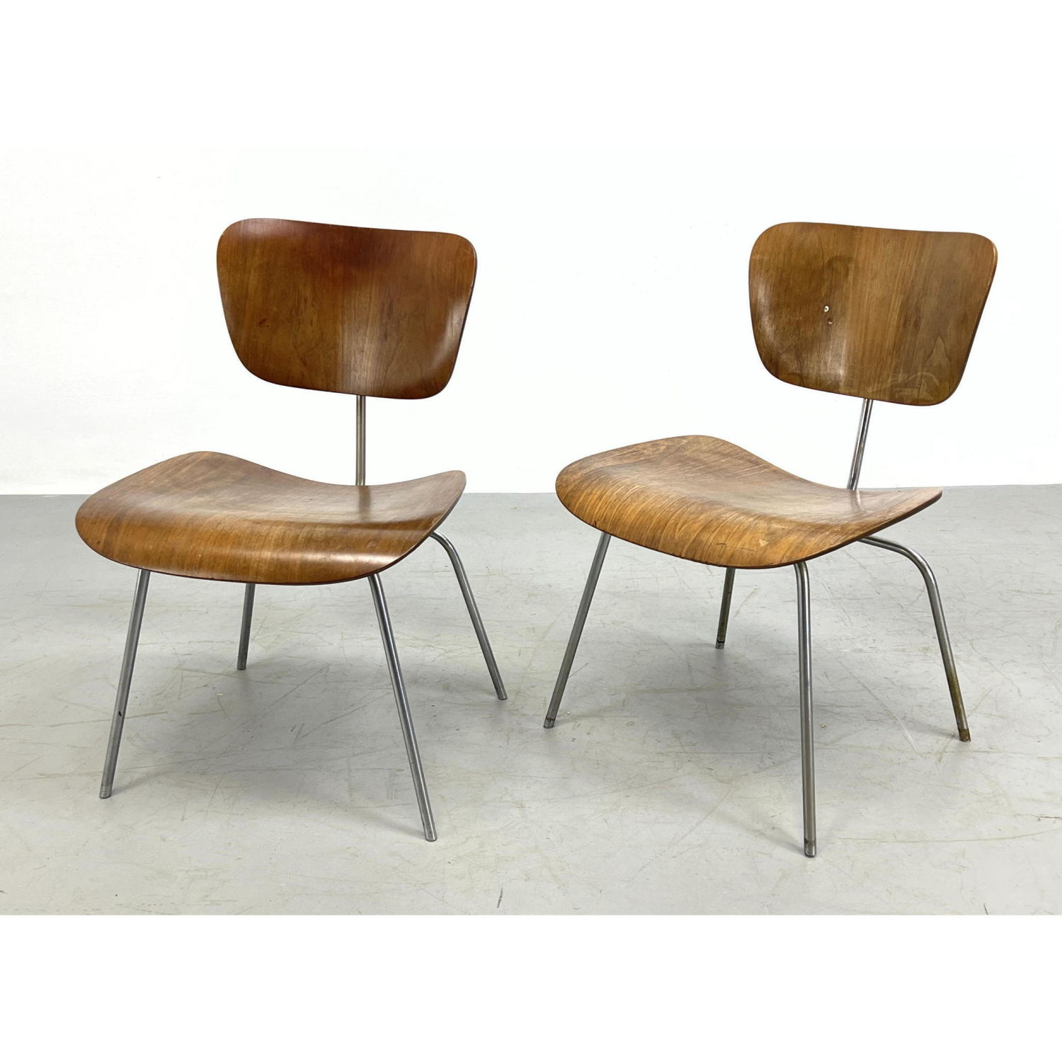 Pair Eames Molded Wood Lounge Chairs  2ba74c