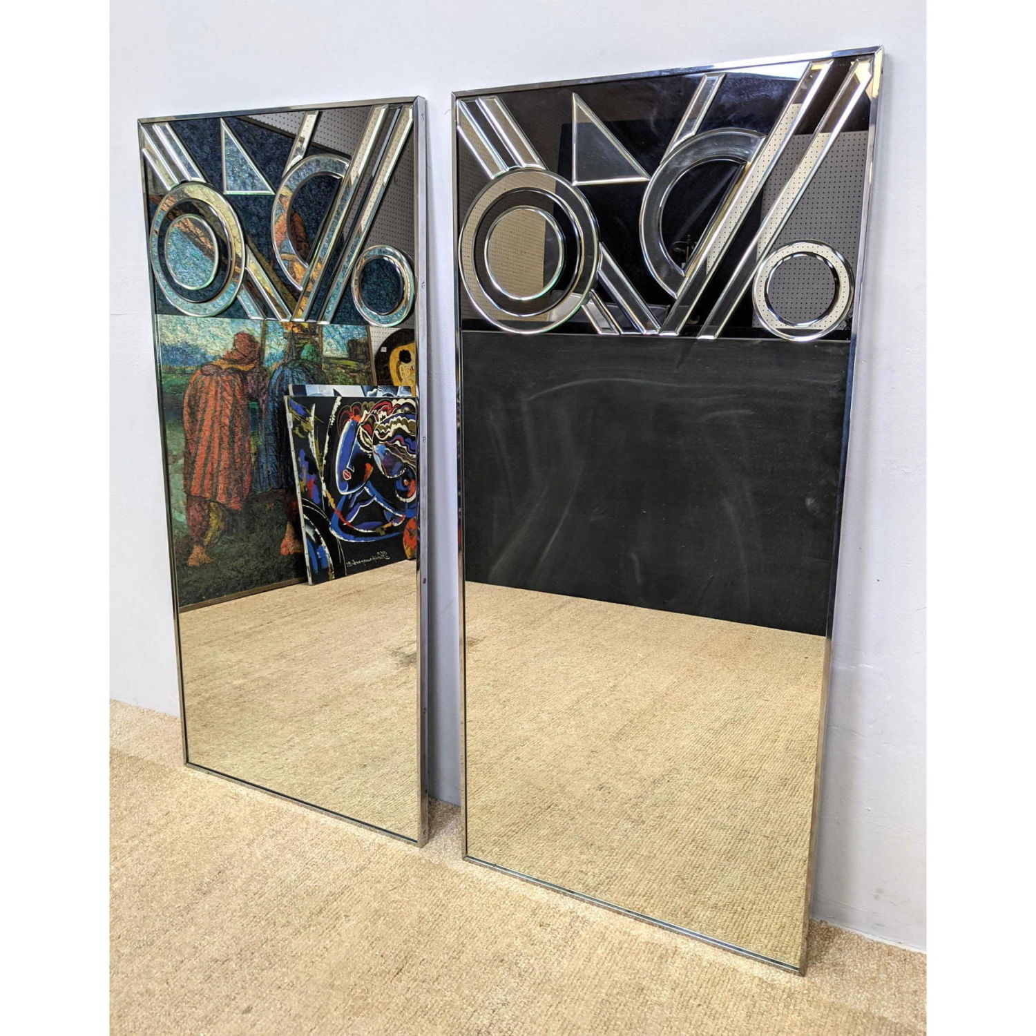 Pr Mirrored Glass Decorative Panels.
