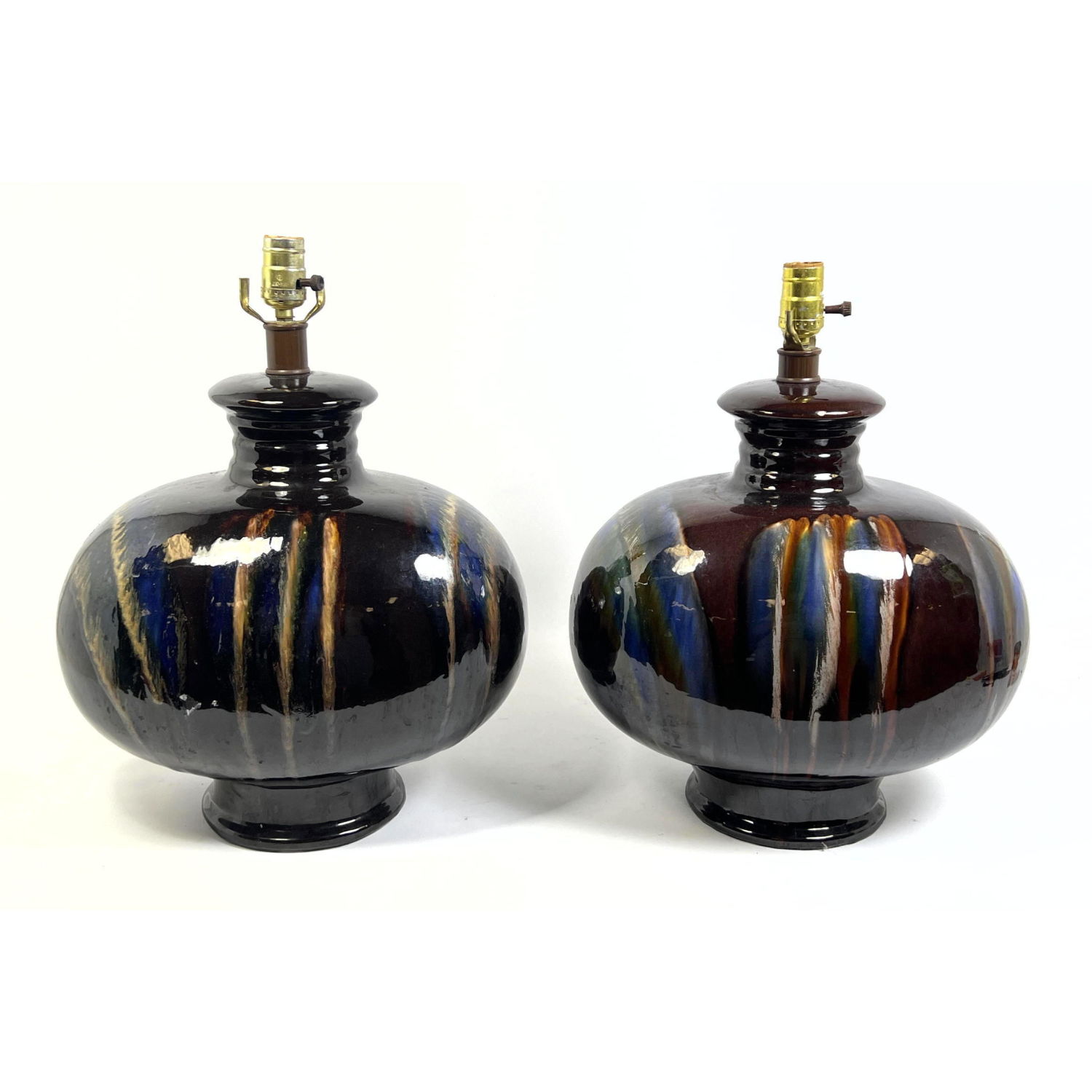 Pair Mid Century Modern Glazed 2ba774