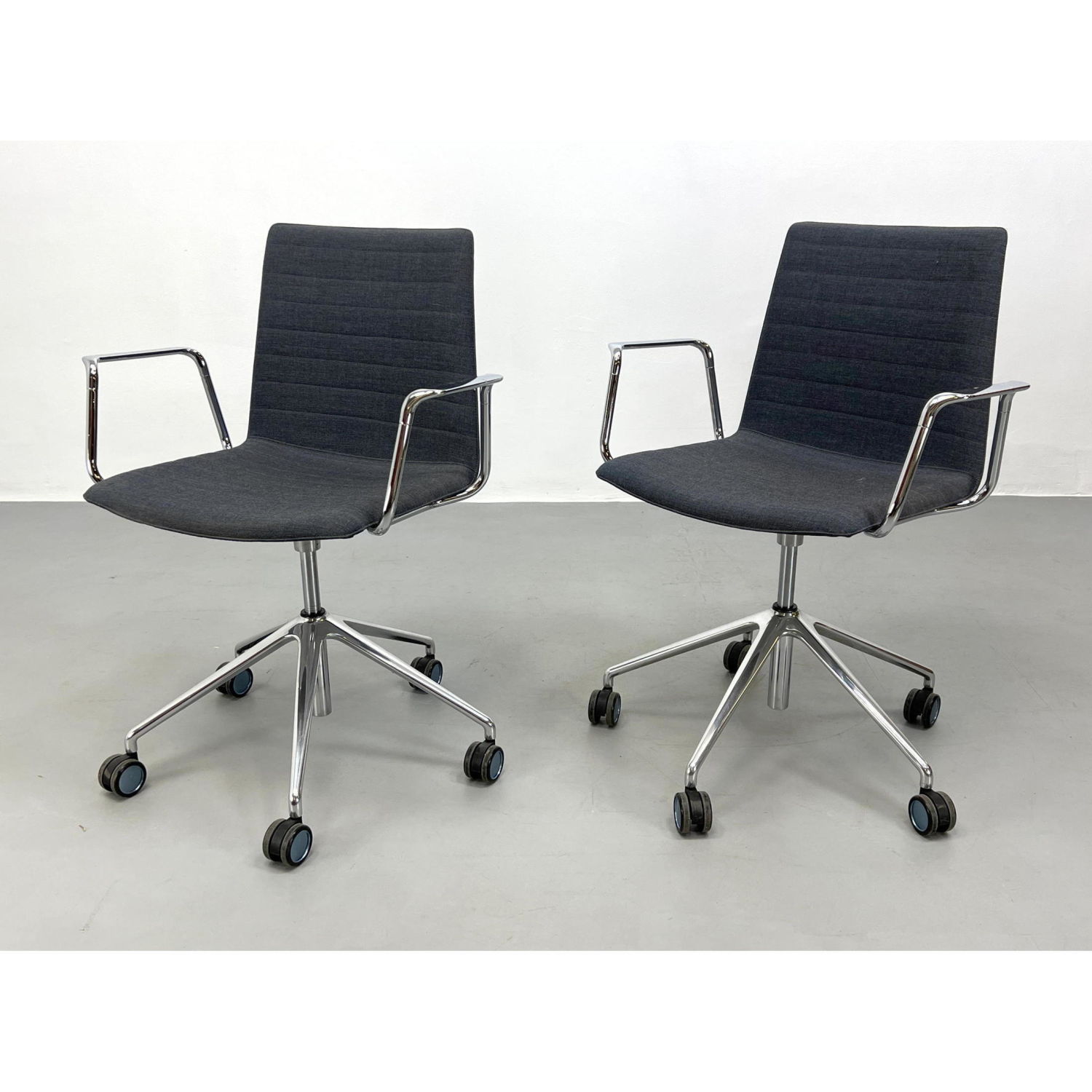 Pair Chrome Frame Office Chairs  2ba7ac