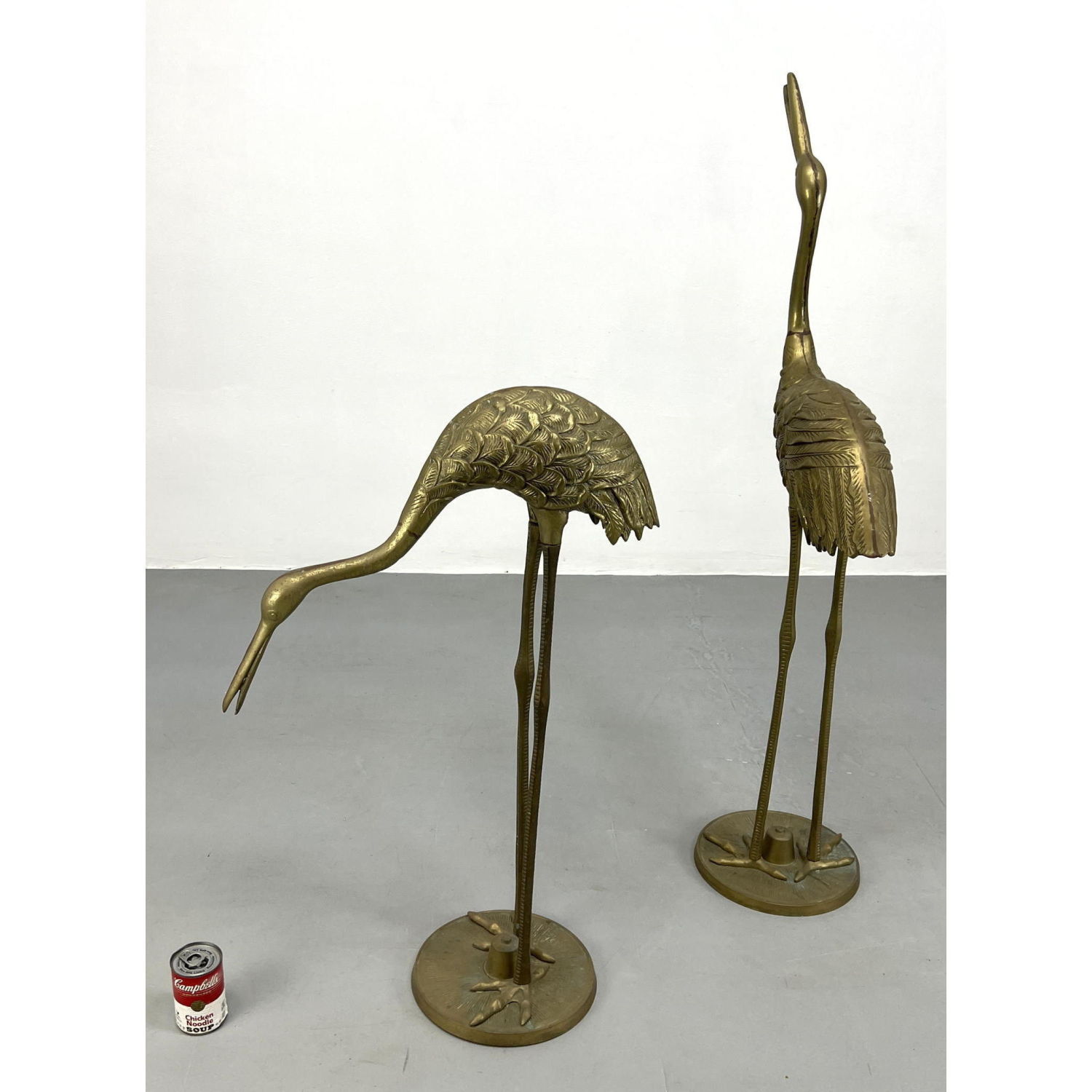 2pc Brass Figural Stork Bird Figure 2ba81d