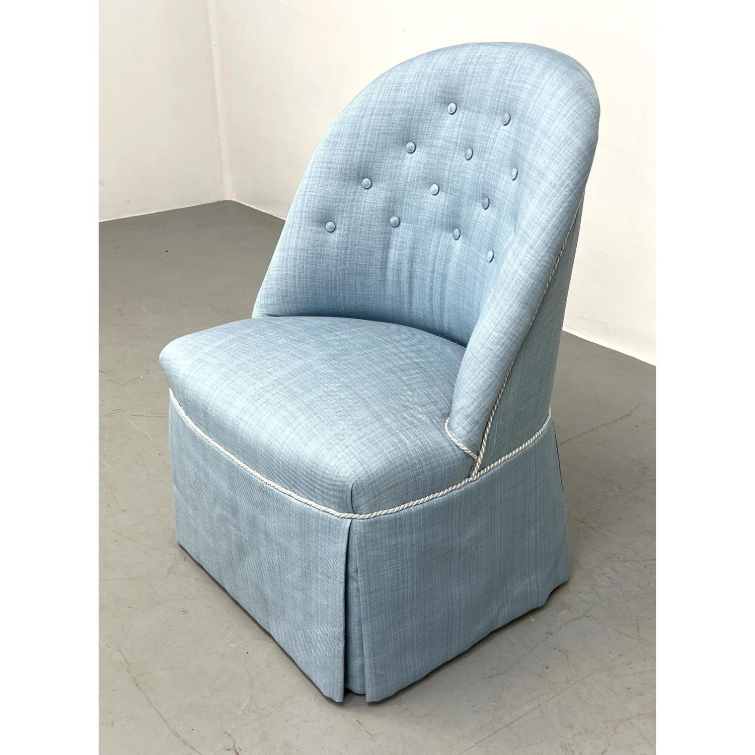 Light blue Linen upholstered boudoir