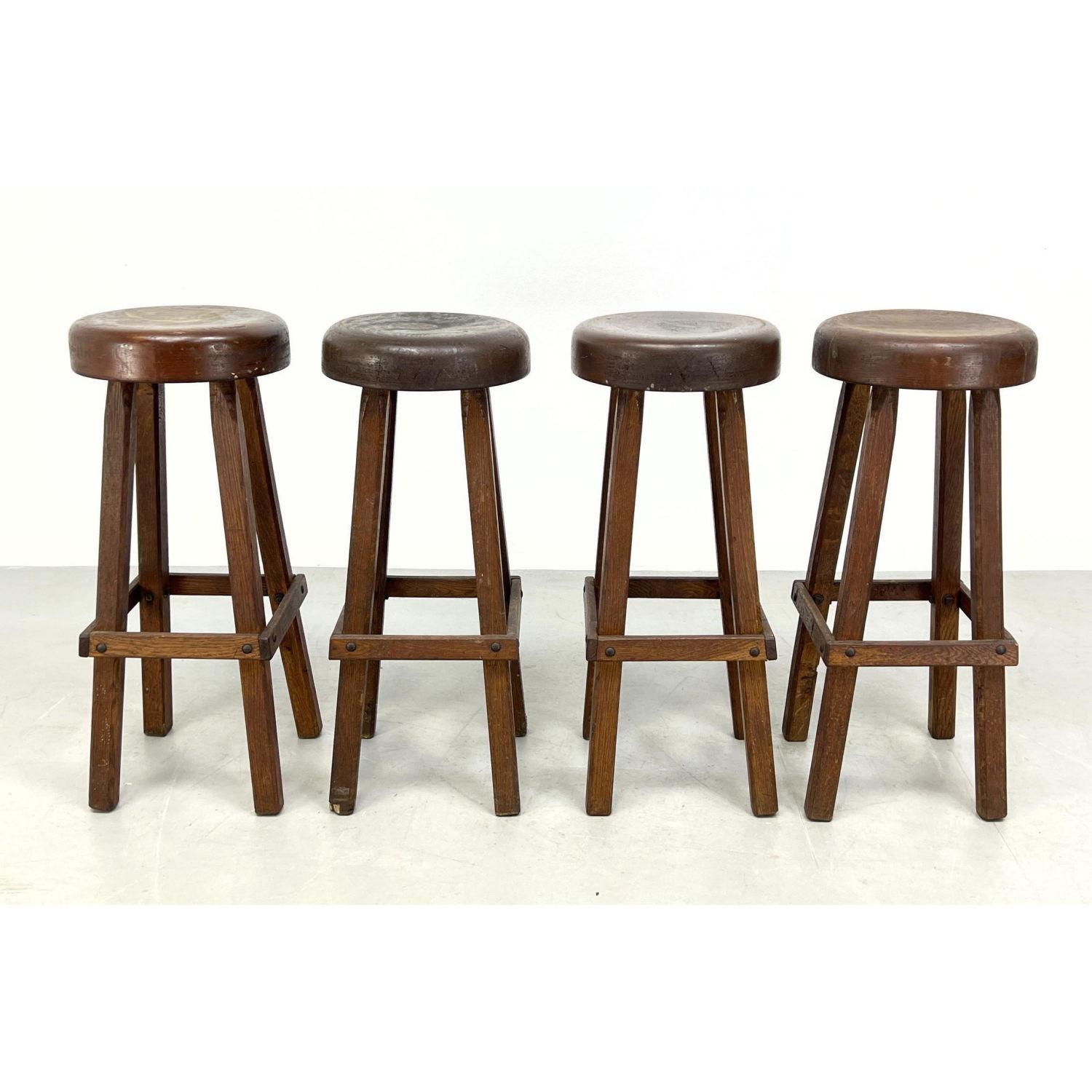 Set 4 Rustic Bar Stools with Thick