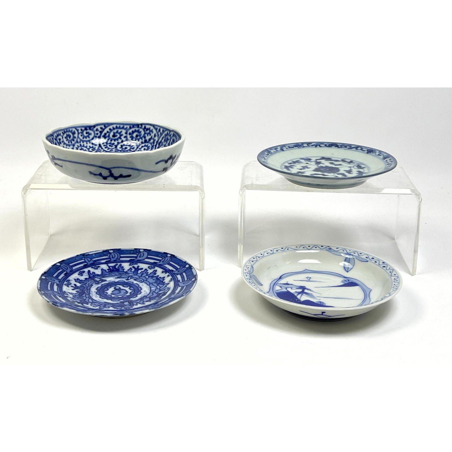 4pcs Chinese Low Bowls Blue decorated  2bab1e