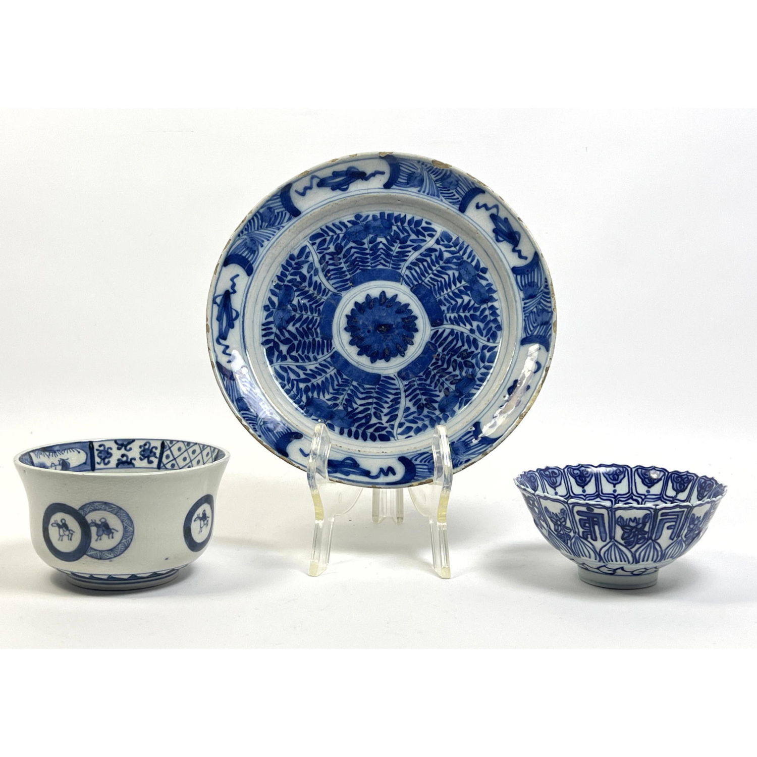 3pcs Chinese Blue and White Tablewares.