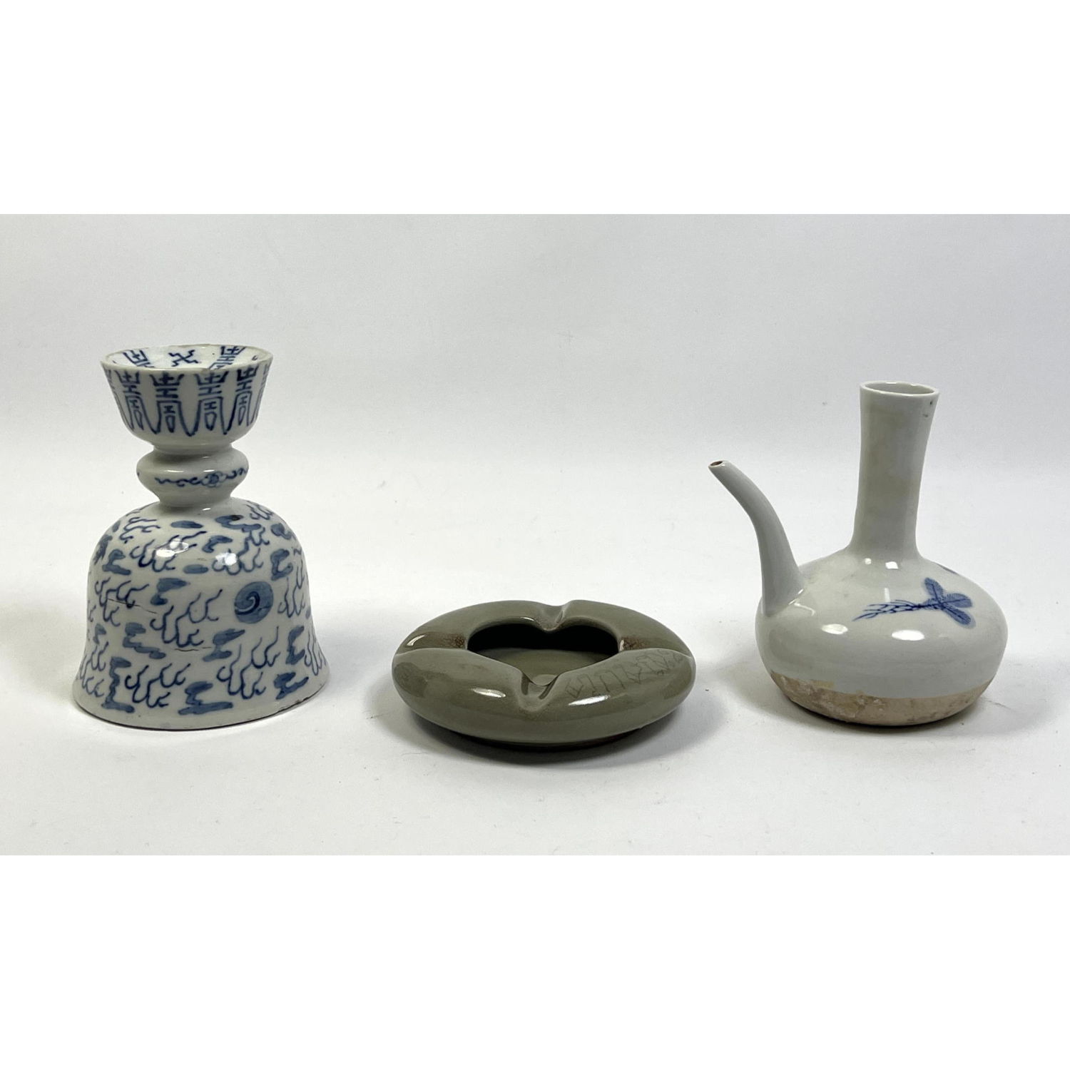 3pc Antique Chinese Porcelain Candle