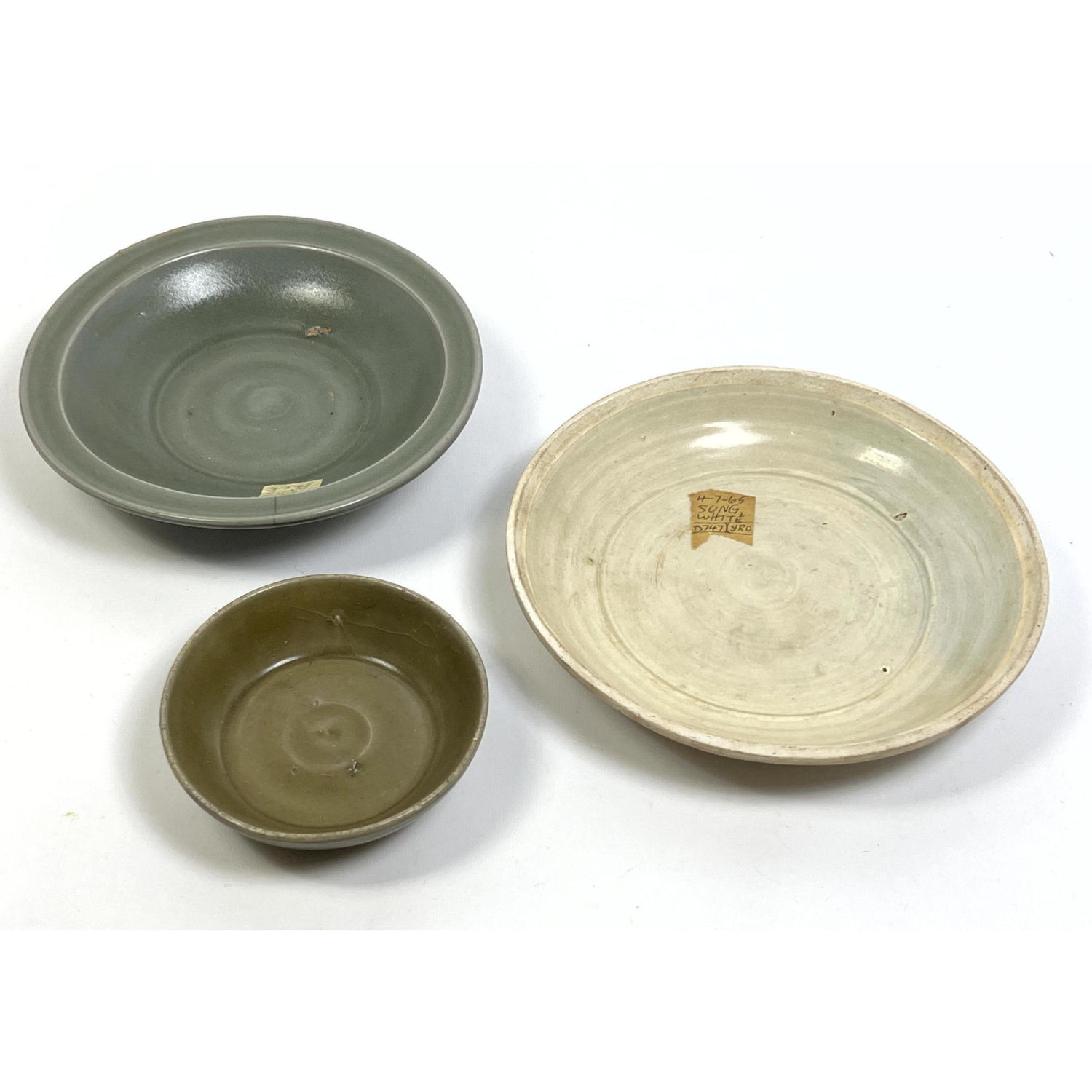 3pcs Chinese Low Bowls. Sung, H