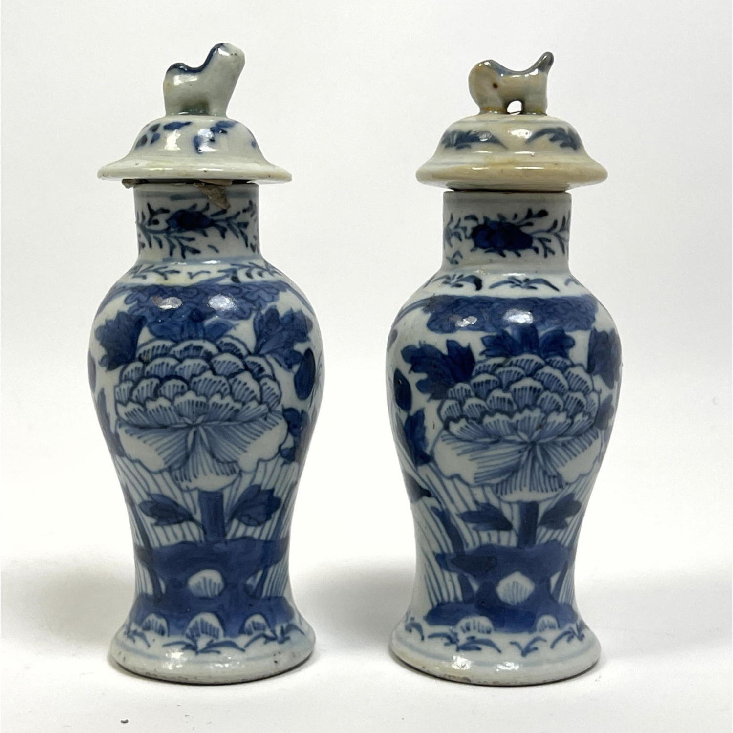 Pr. Kang Xi Blue and white lidded urns.