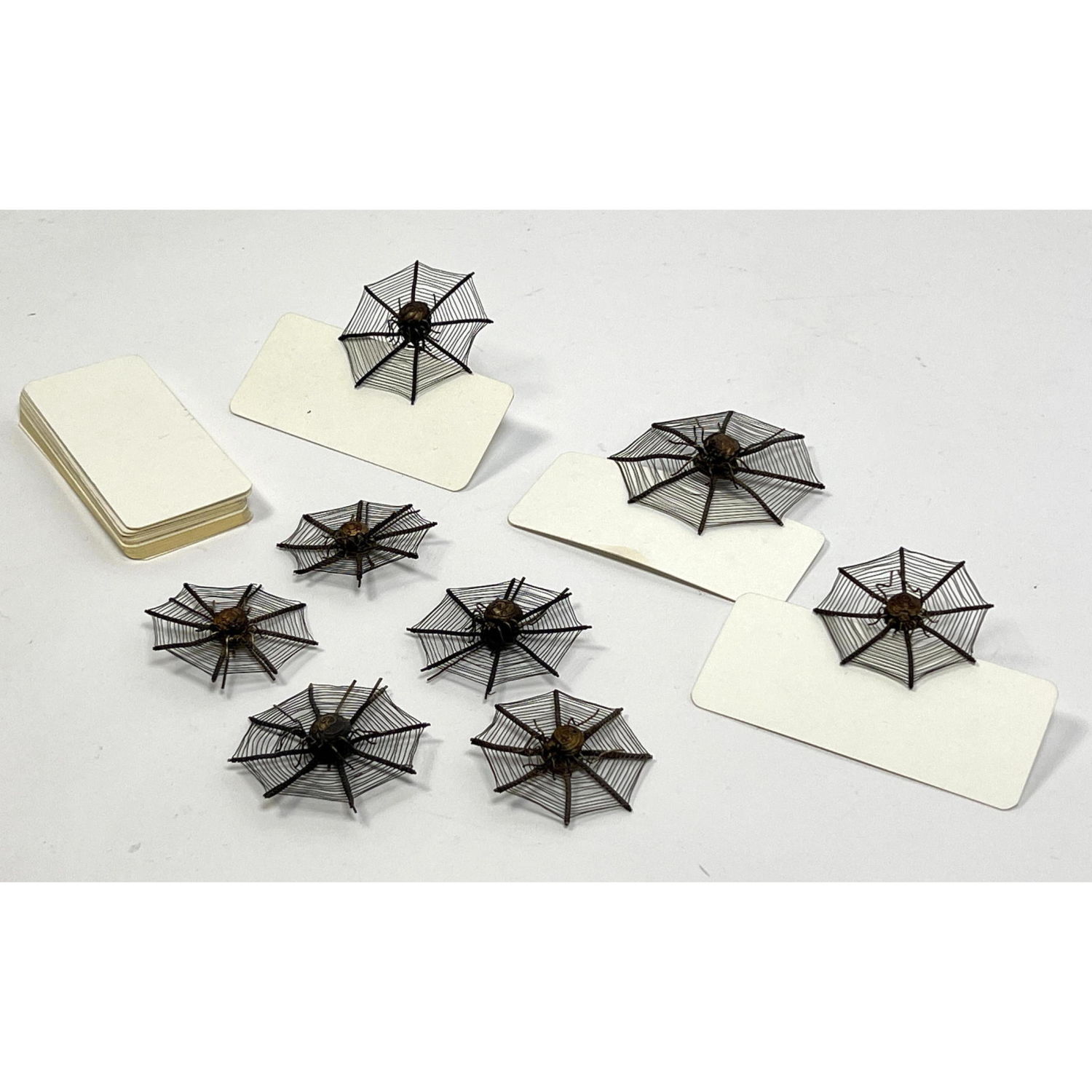 8 Copper spiderweb Placecard holders.