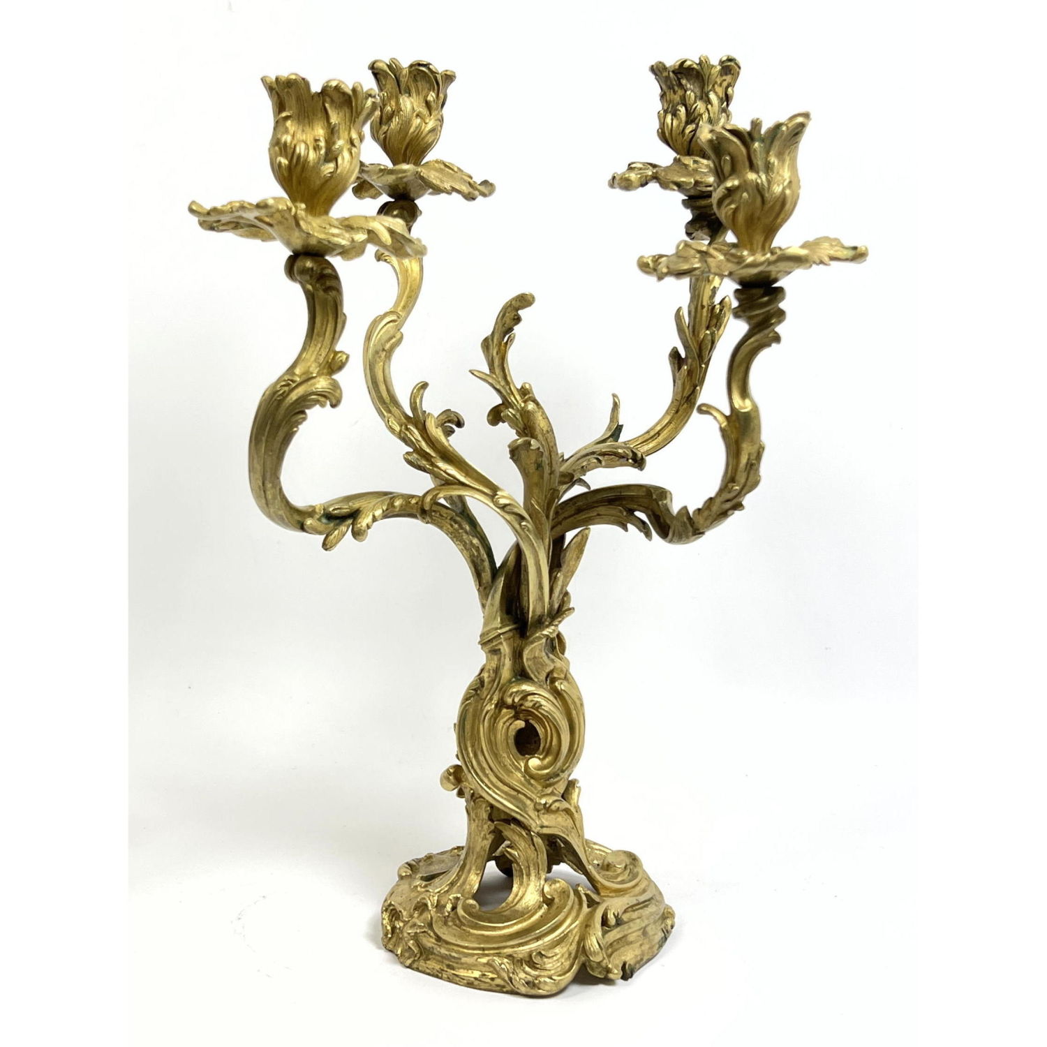 Elaborate Brass Art Nouveau Candelabra  2babf0