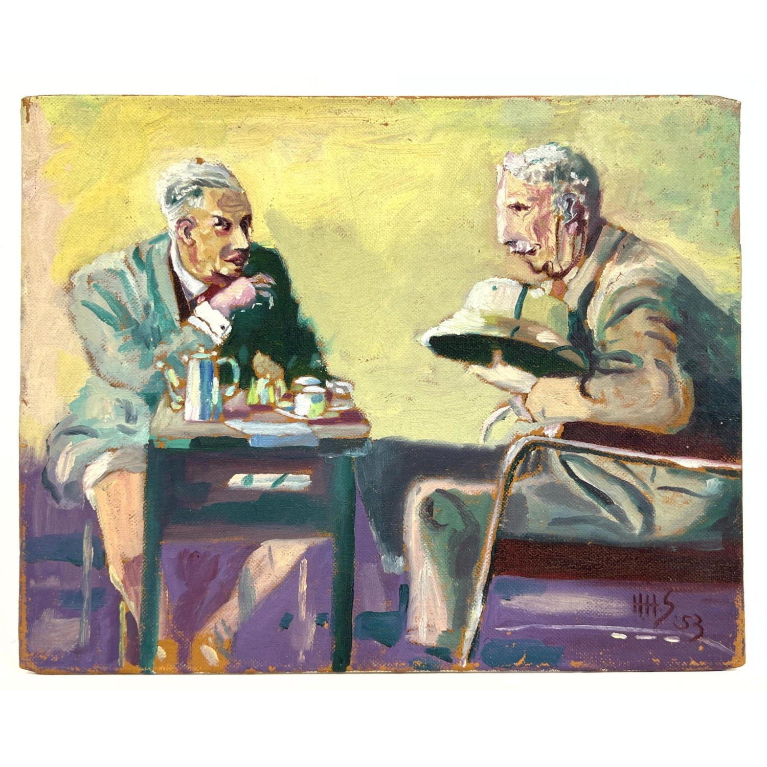 Signed HHS 53 Painting of Two Gentlemen