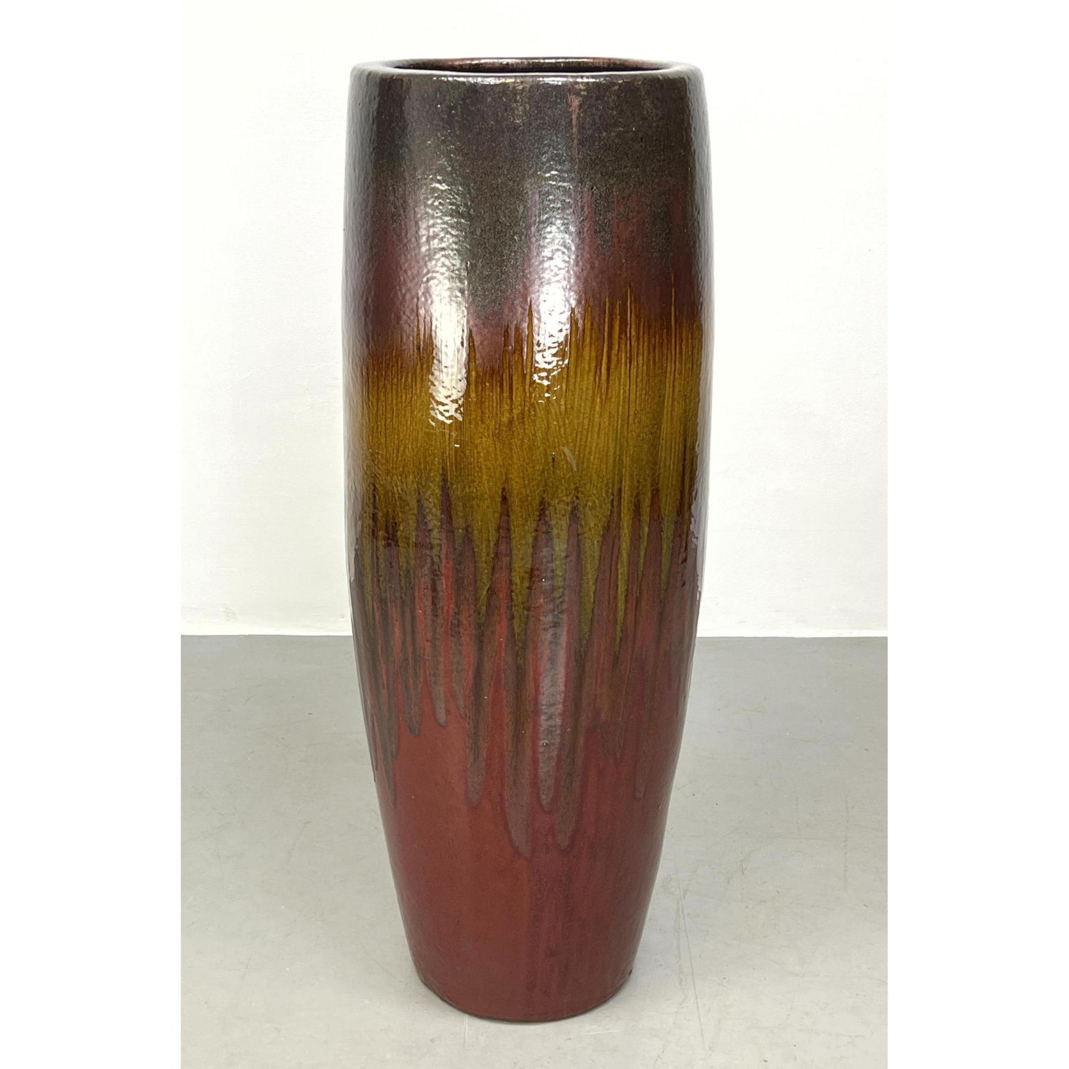 Tall Ombre Glazed Pottery Floor Vase.