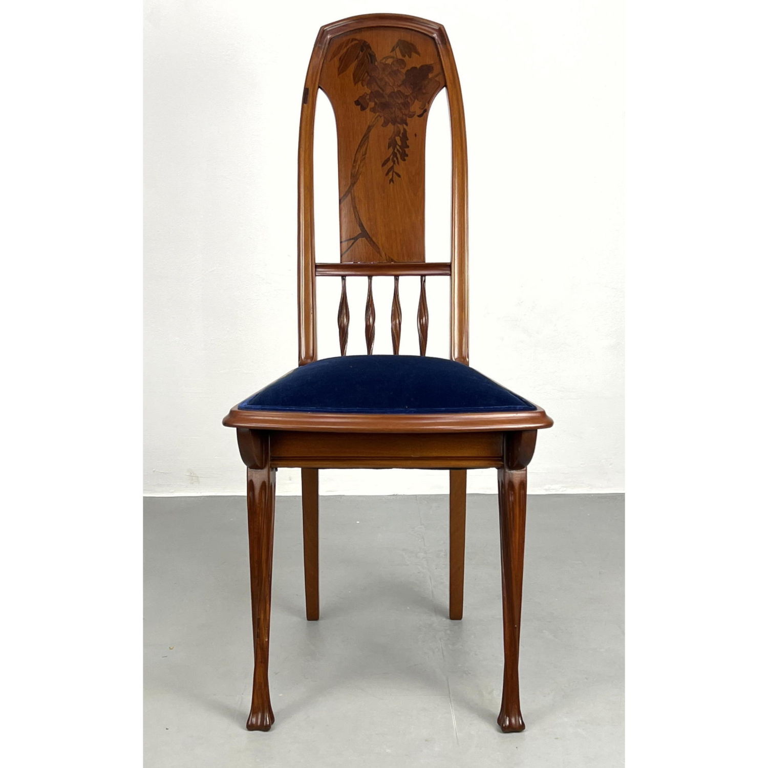 Inlaid Wood Art Nouveau Side Chair.