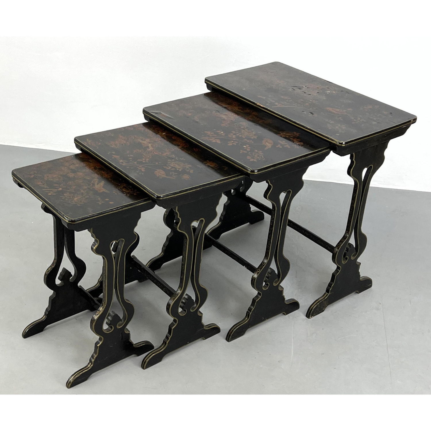 Set 4 Ebonized Lacquered Wood Nesting