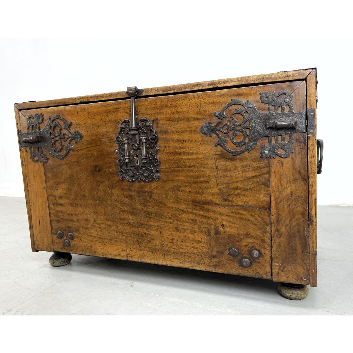 Antique Wood Chest Trunk. Ornate