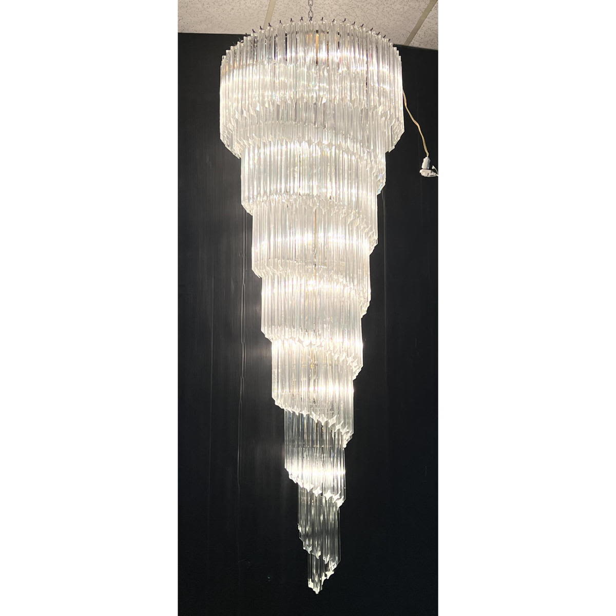 Very Large Camer Glass Spiral Chandelier  2bae1a