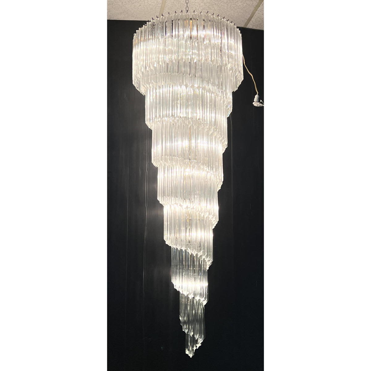 Very Large Camer Glass Spiral Chandelier.