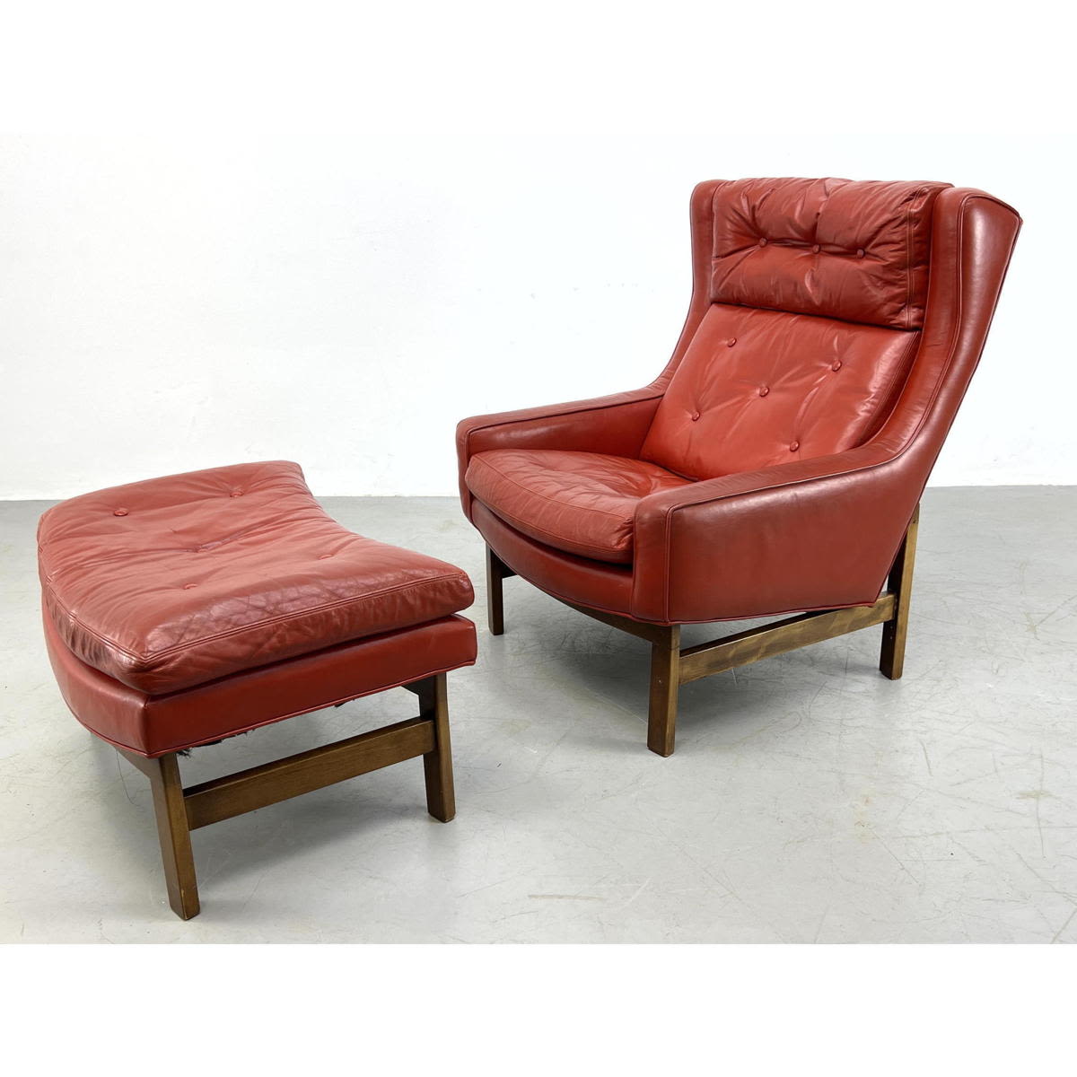 Red Leather Dunbar style lounge