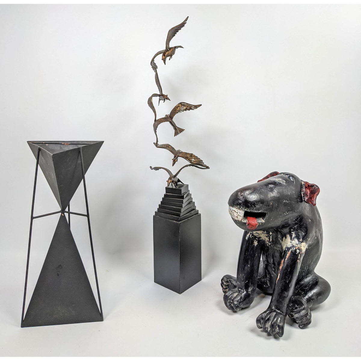 3pc modern shelf lot figural dog  2baf43