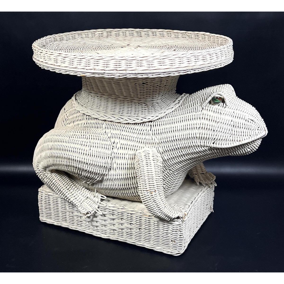 Woven Wicker Figural Frog Table.
