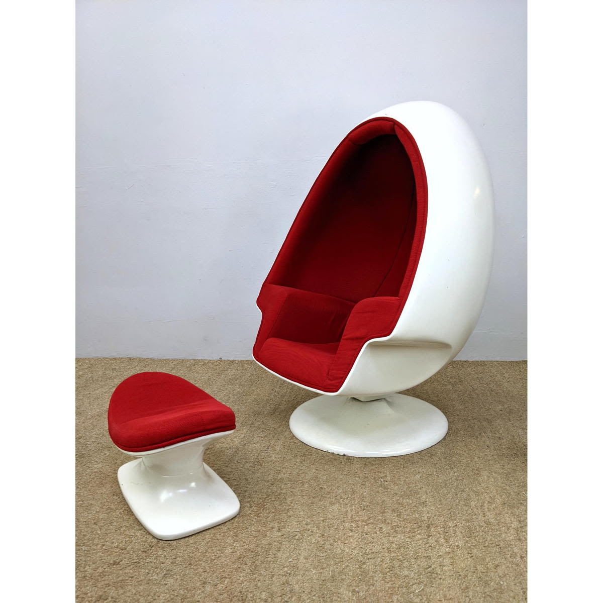 Large Egg Chair and Ottoman. White