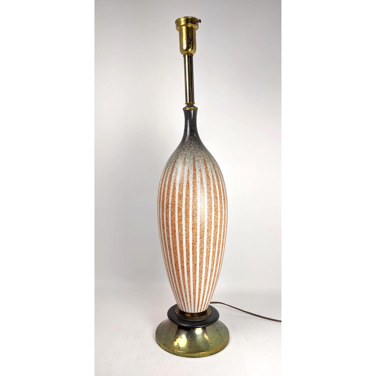 Tall Pottery Table Lamp. Black and rust