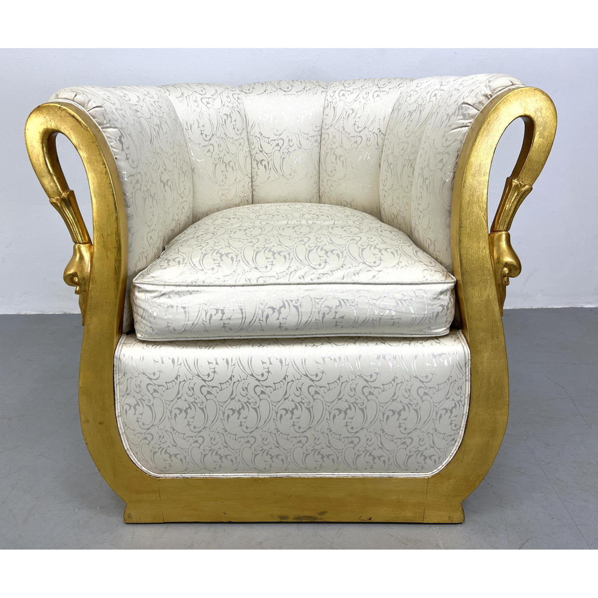Gilt Painted Swan Neck Arm Lounge