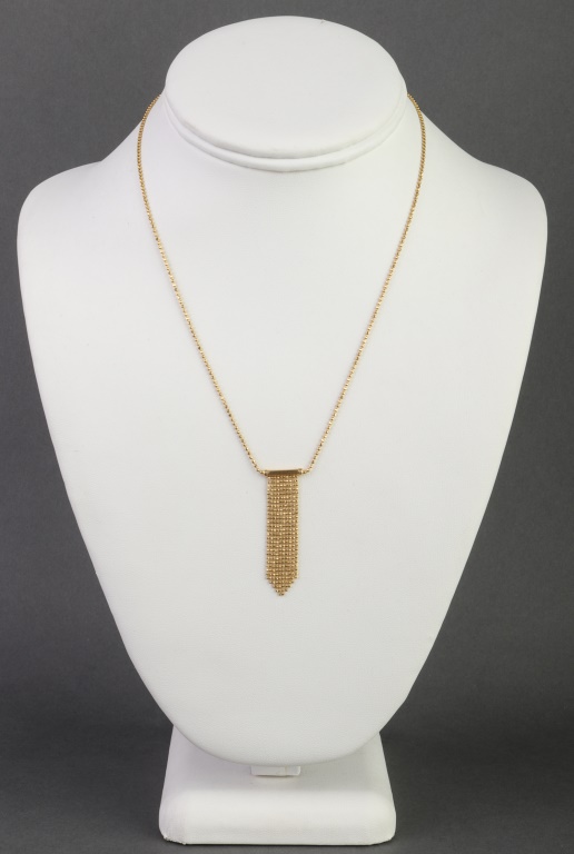 14K YELLOW GOLD BEAD FRINGE PENDANT 2bb162